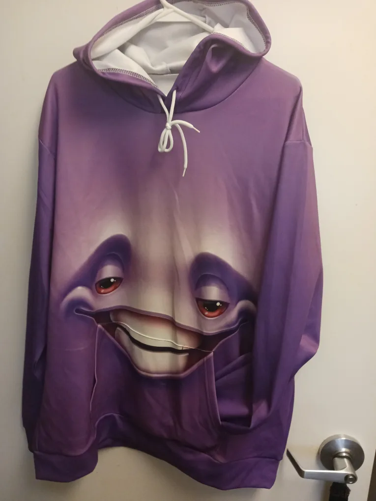 Purple Hoodie with Cartoon Face thumbnail