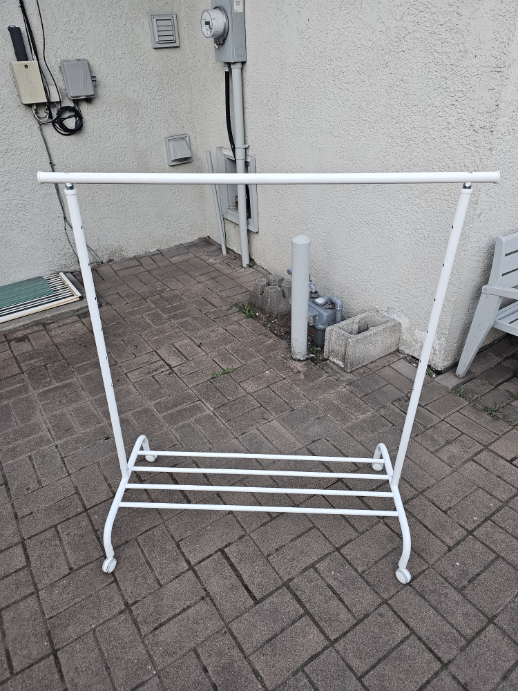 White Metal Rolling Clothes Rack