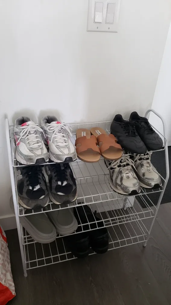 4 tier Shoe Rack - White Metal thumbnail