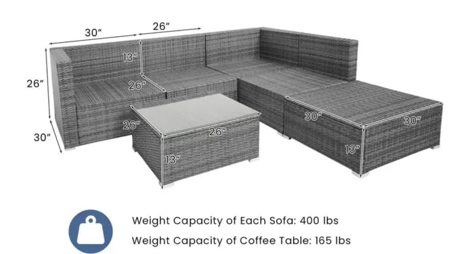 Brand new 6-Piece Outdoor Sectional Sofa Set - Navy Blue image indicator(2)