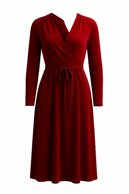 Gorgeous Red Velvet Wrap Dress thumbnail