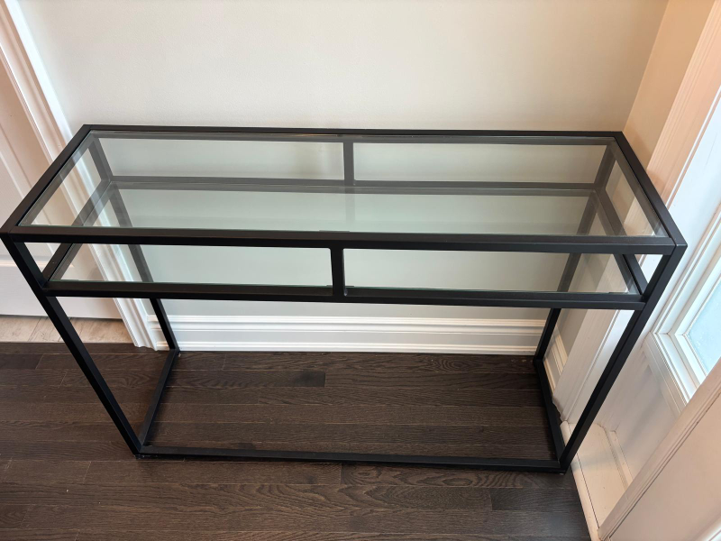 Black Metal and Glass Console Table