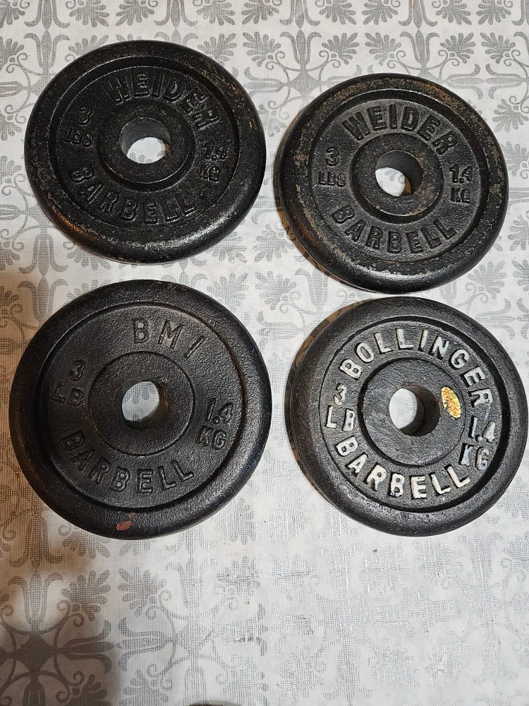 Set of Four 3lb Barbell Weight Plates thumbnail