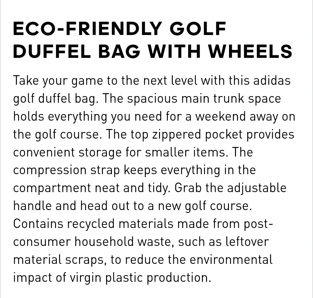 Eco-Friendly Golf Duffel Bag with Wheels Adidas image indicator(5)