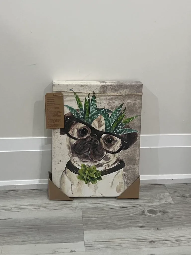 Pug with Glasses Wall Art