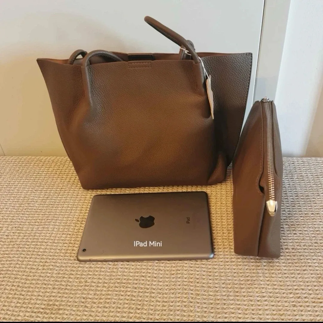 Two Brand New Leather Bags Tote & Pouch thumbnail
