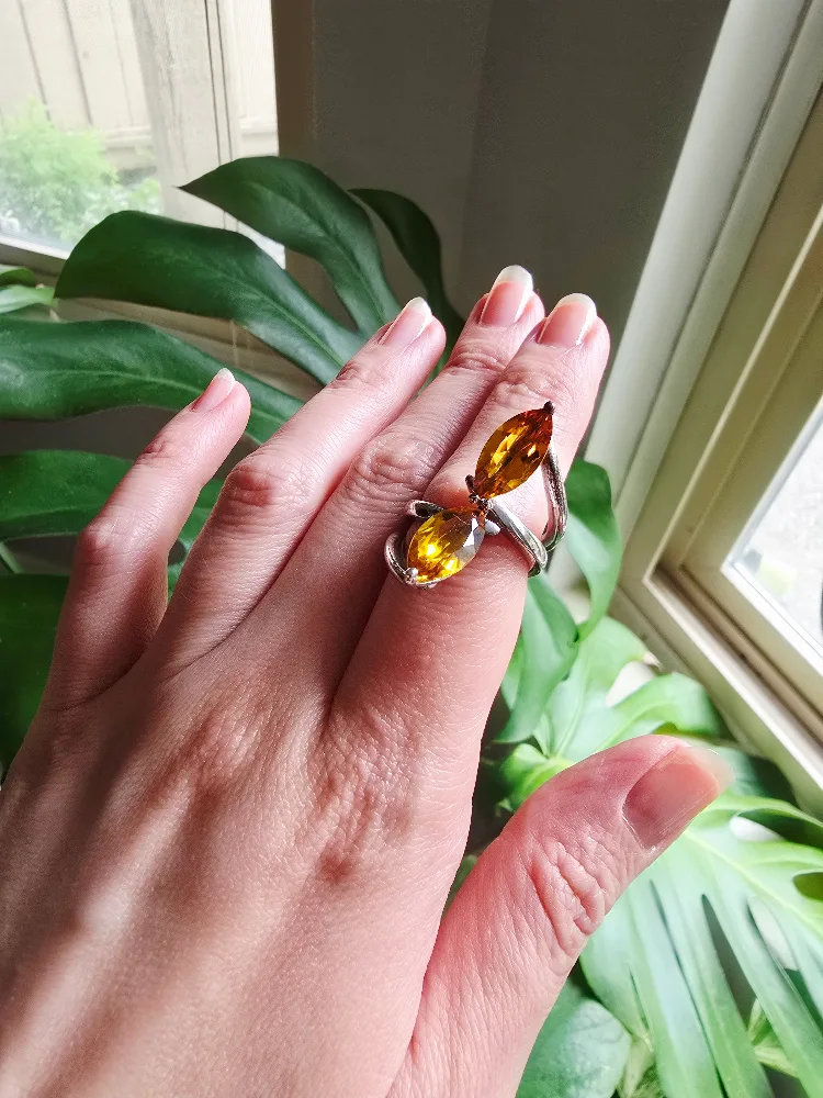 New Citrine natural 925 sterling silver ring image indicator(9)