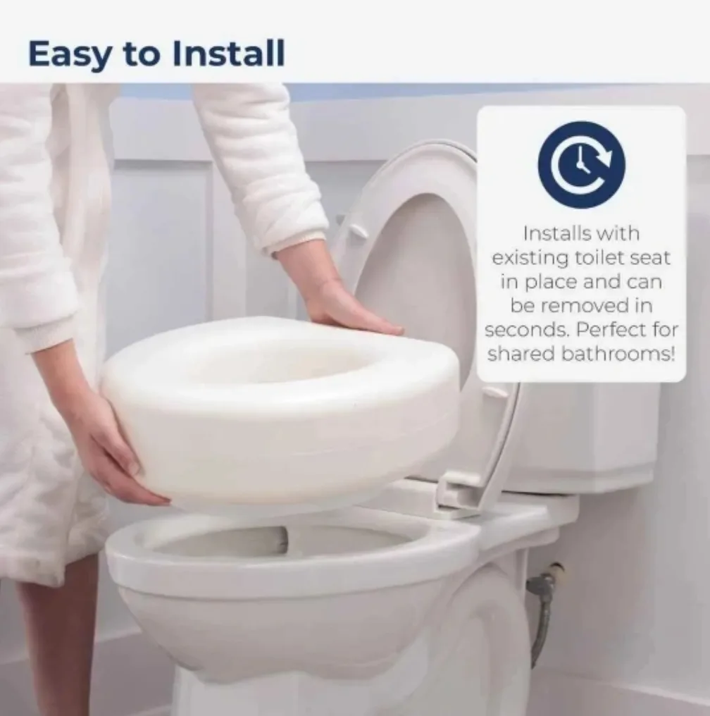 AquaSense Portable Raised Toilet Seat - White, 4" image indicator(4)