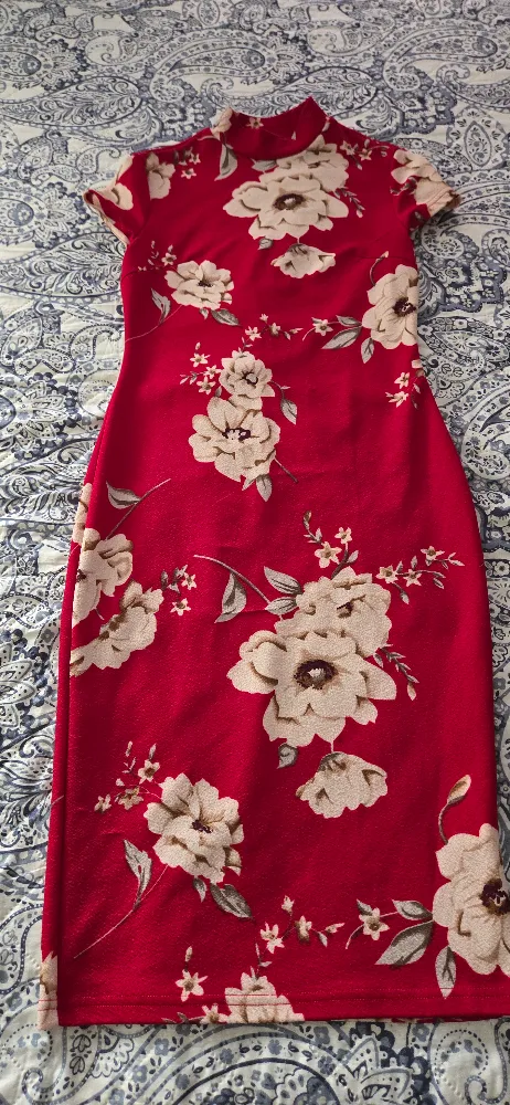 Floral Print Red Dress thumbnail