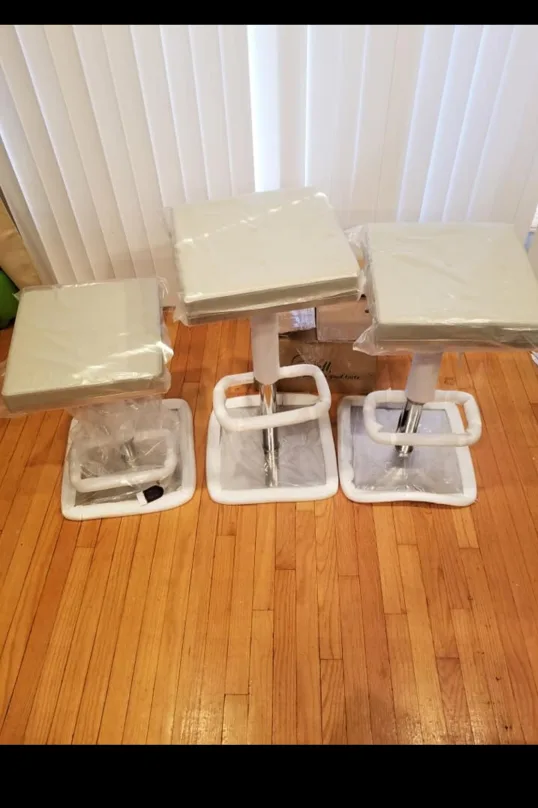 (3) TOV Furniture Bari Light Grey Steel Adjustable Barstool image indicator(3)