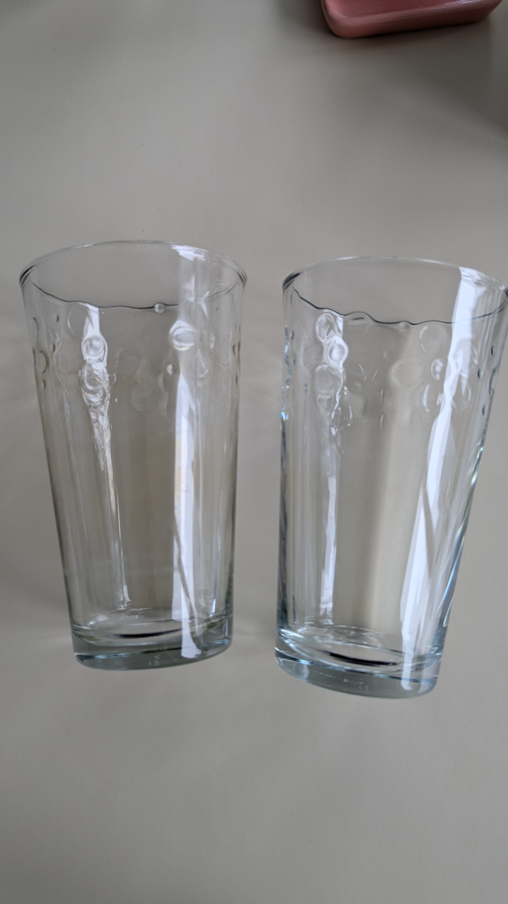 Set of two clear glasses