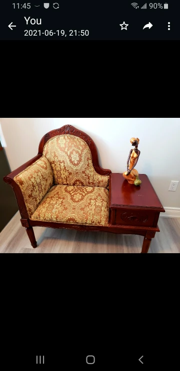 Antique Chair With Side Table