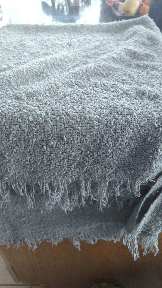 Grey Throw Blanket with Fringe thumbnail