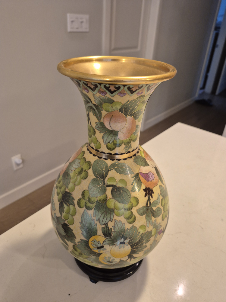 Vintage Chinese Floral Vase，Cloisonné  景泰蓝 - photo 2
