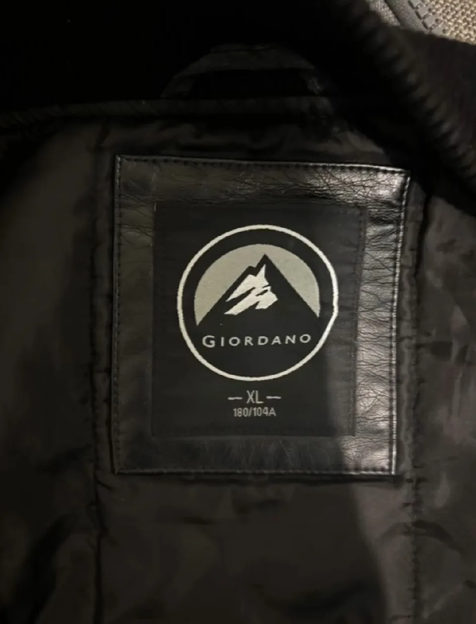Giordano Black Leather Jacket - XL thumbnail