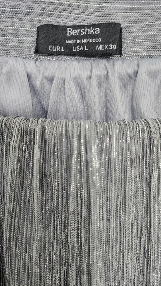 Bershka Silver Maxi Pleated A-Line Skirt image indicator(3)