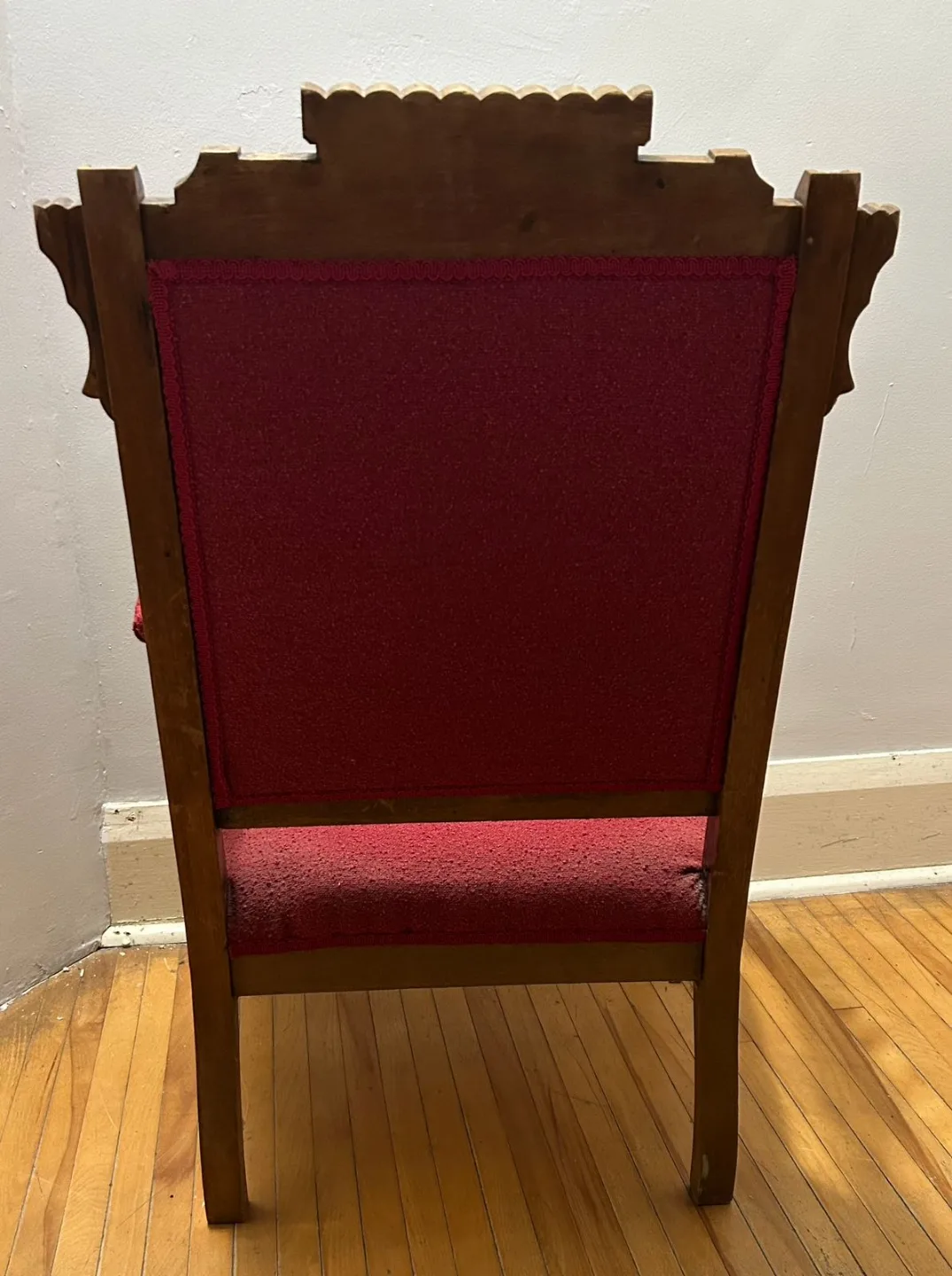Antique Red Upholstered Armchair image indicator(4)