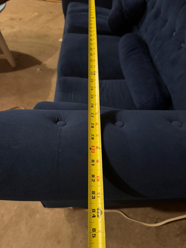 Navy Blue Tufted Sofa - 84 inches long - photo 4