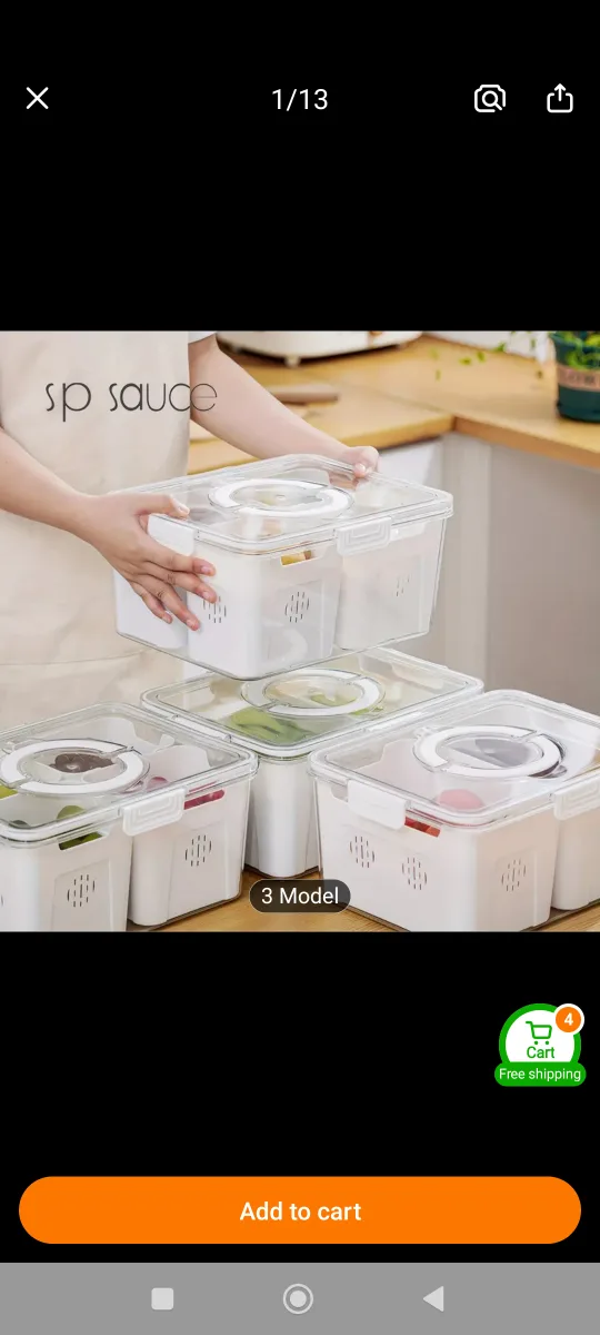 New Refrigerator Storage Box with 4 grids draining boxes image indicator(9)