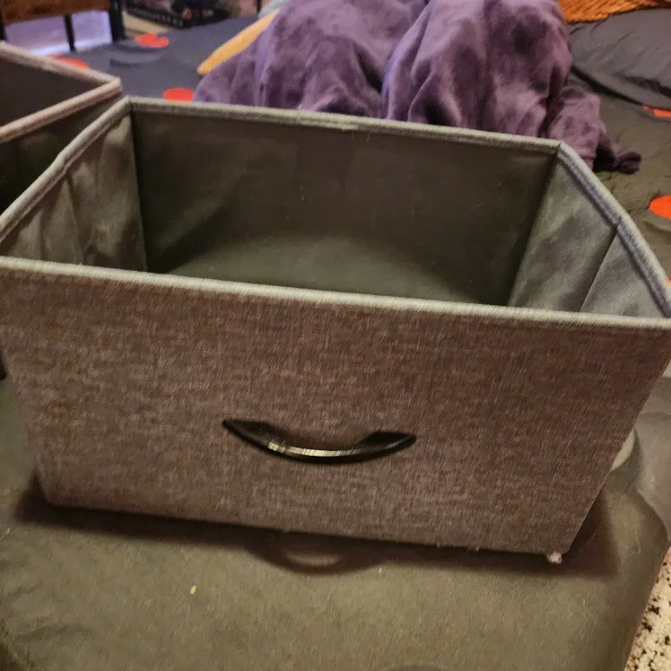 Grey Fabric Storage Box with Handle thumbnail