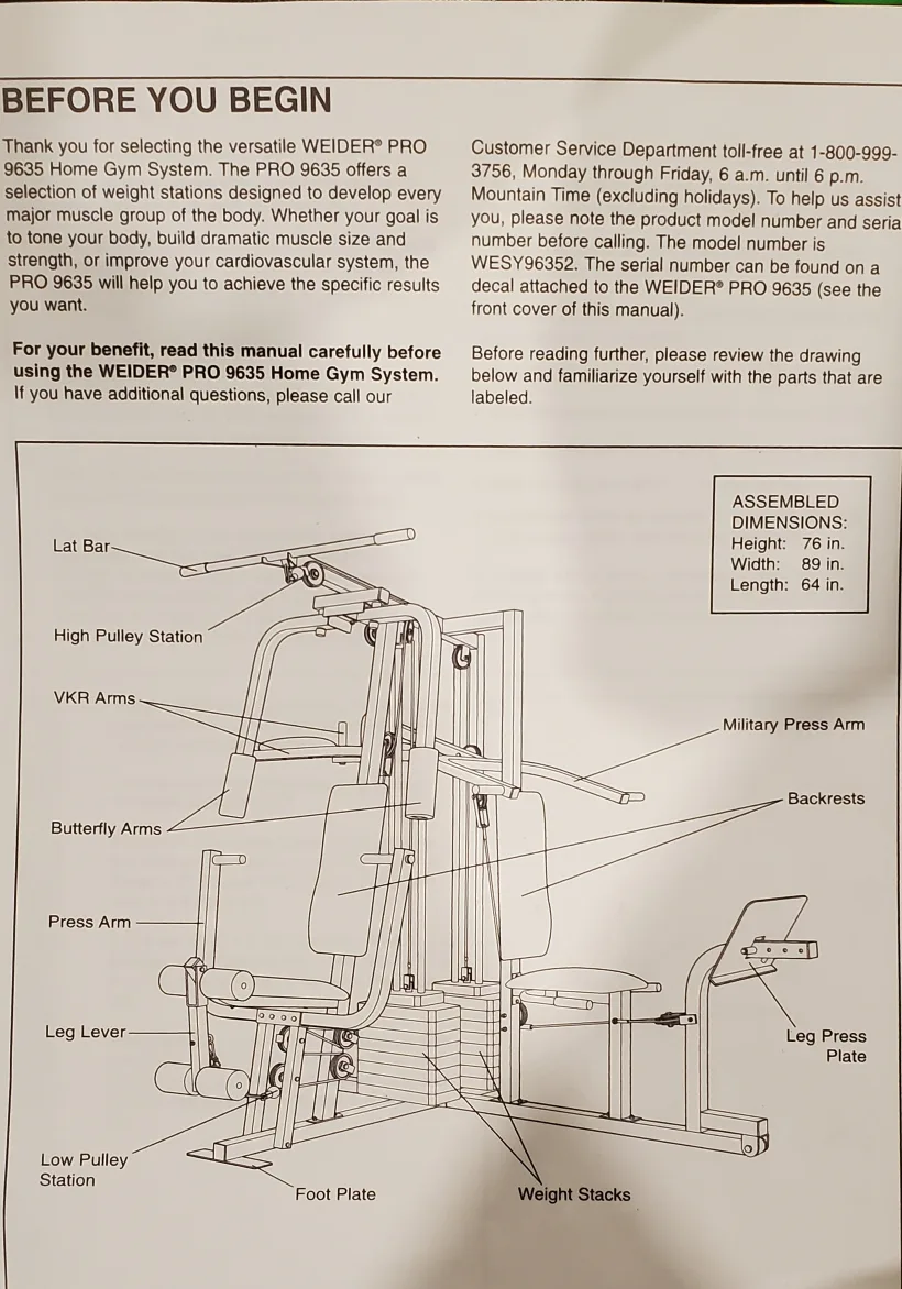 Weider Pro 9635 Weight Resiatance Machine image indicator(3)
