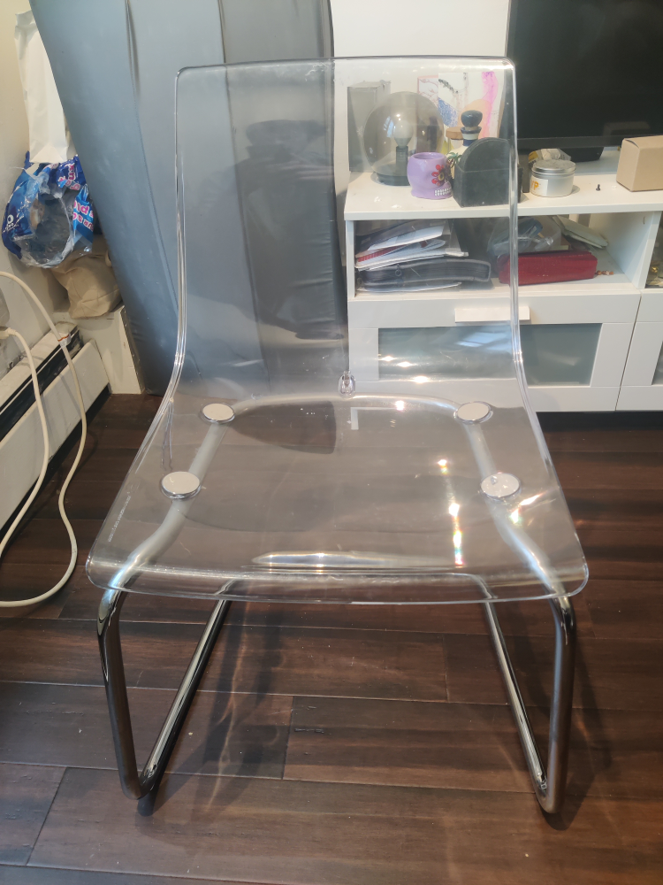 Ikea Tobias Clear Chairs and Wayfair Glass Table