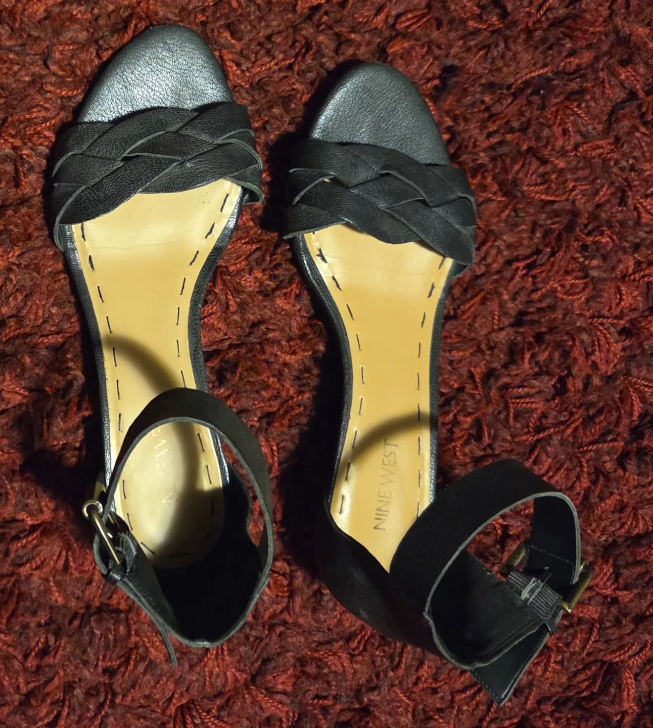Nine West Black Ankle Strap Sandals thumbnail