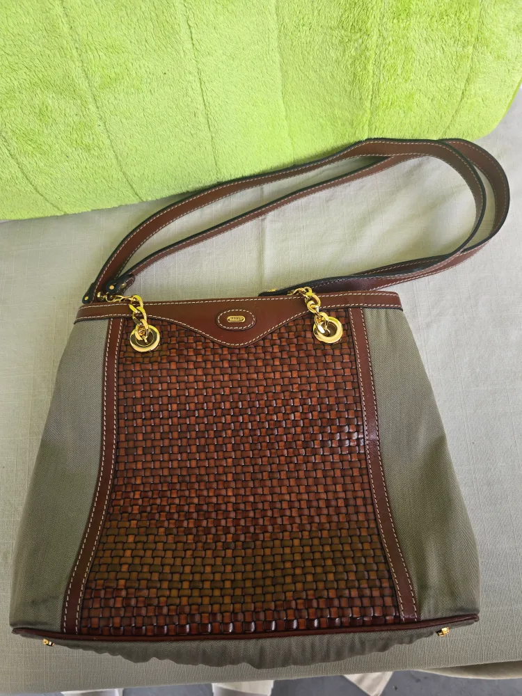 Bally Brown Woven Leather Shoulder Bag thumbnail