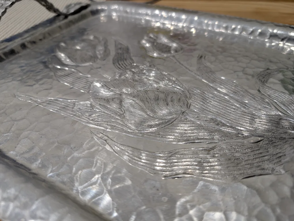 Vintage Hammered Aluminum Tray by  Rodney Kent image indicator(2)