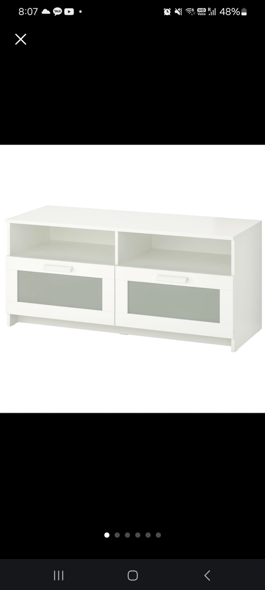 White TV Stand + Toshiba TV