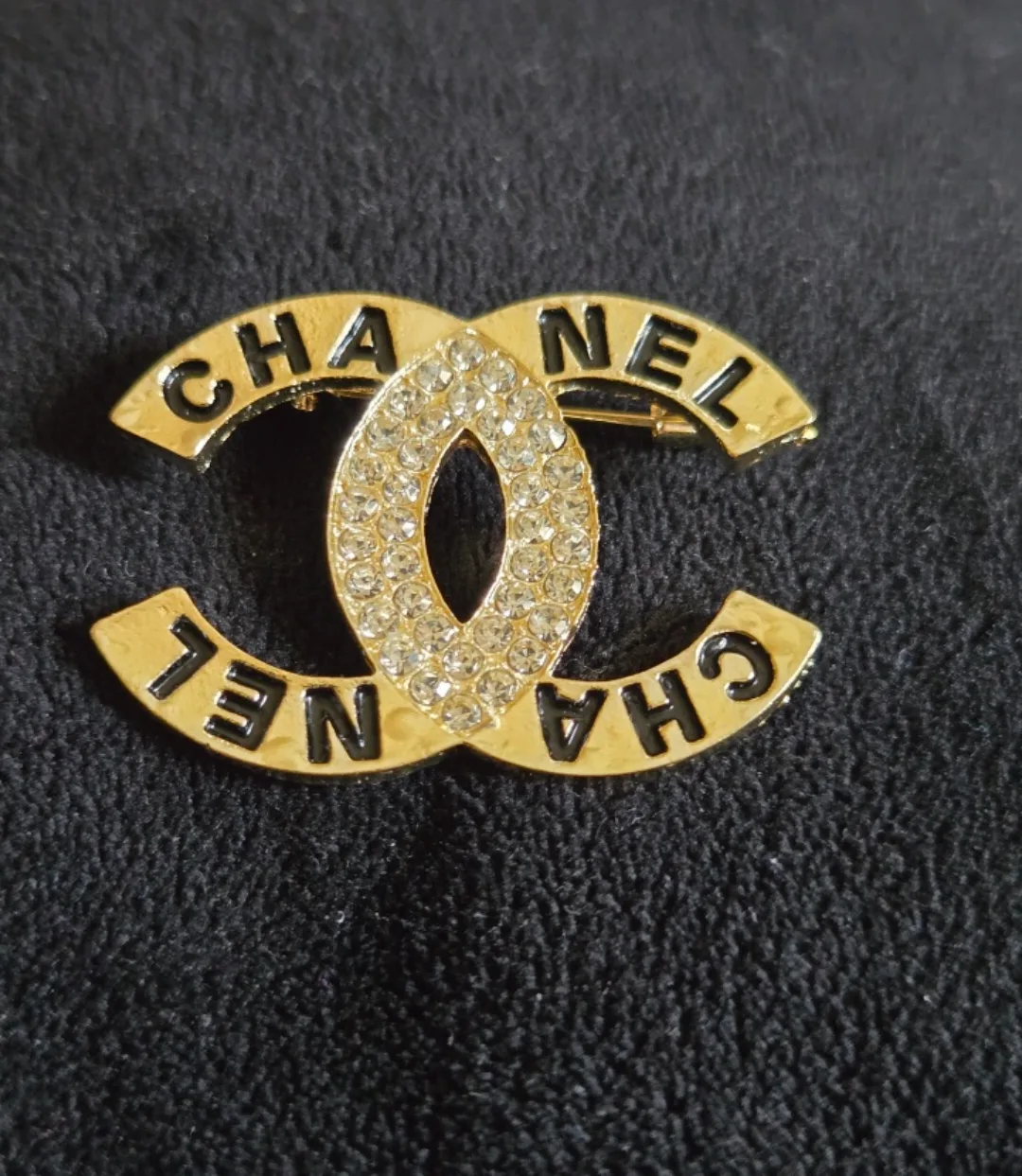 Chanel gold rhinestones brooch
