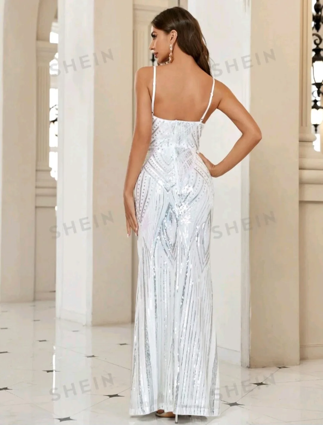 Shein White Sequin Maxi Dress image indicator(2)