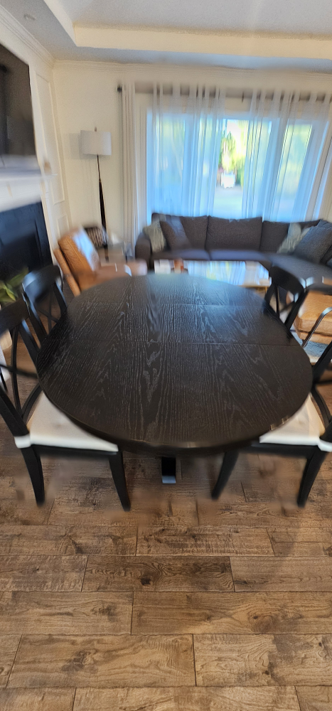 Crate and Barrel Black Round Dining Table with Chairs - photo 5
