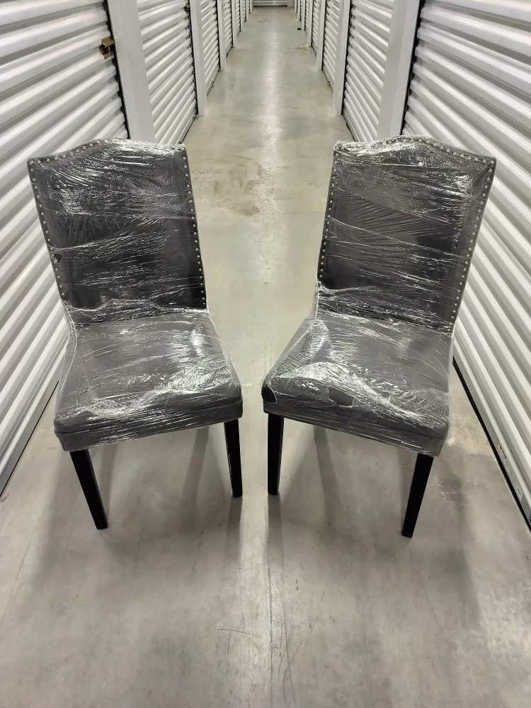 Set of 2 Grey Upholstered Dining Chairs image indicator(3)