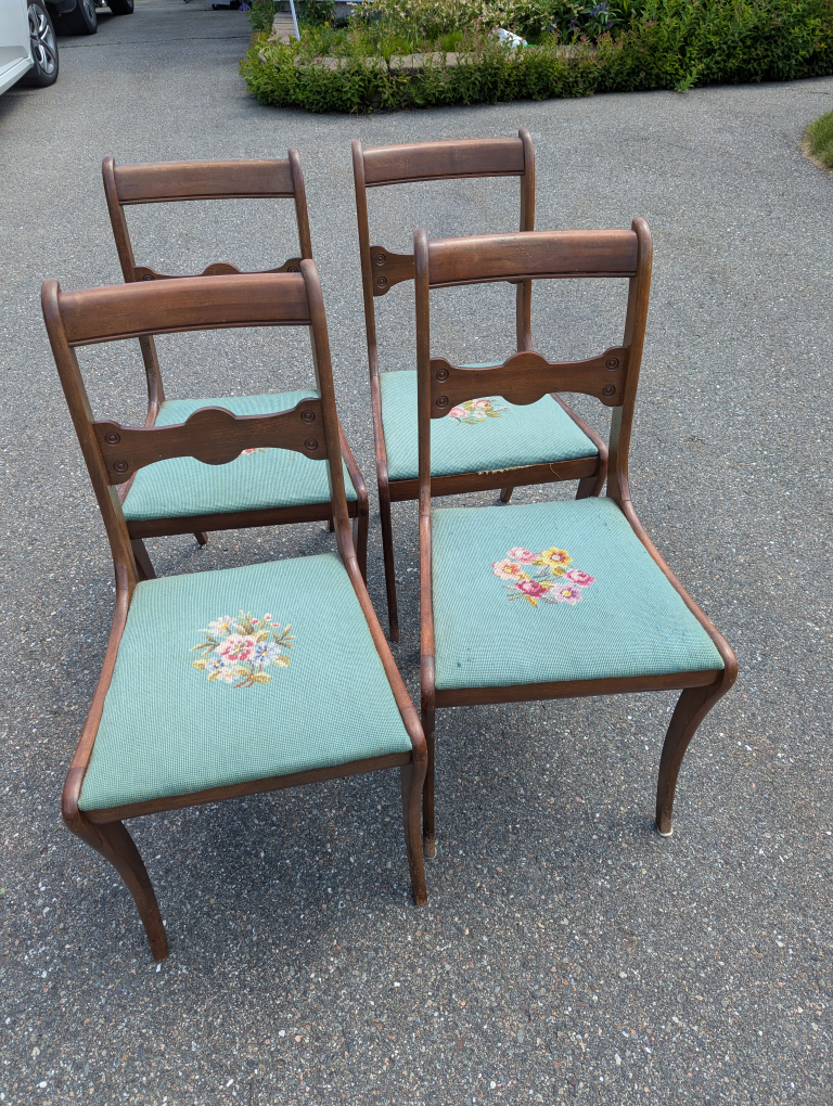 Set of 4 Vintage Wooden Chairs