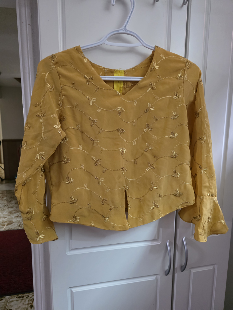 Mustard Yellow Embroidered Skirt and Top Set