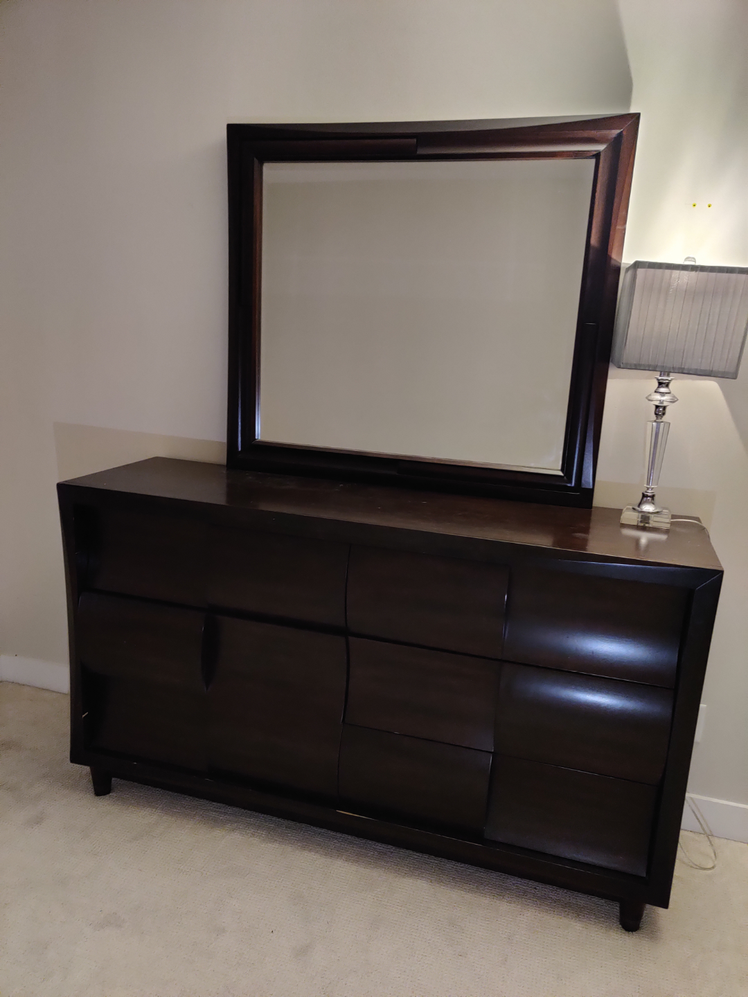 Dark Wood Dresser with Mirror