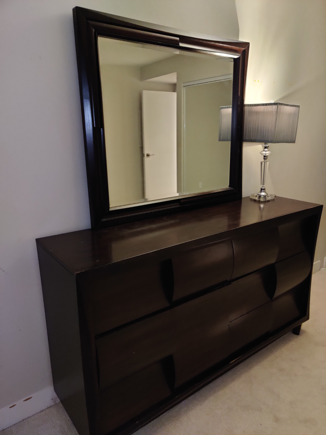 Dark Wood Dresser with Mirror - photo 2