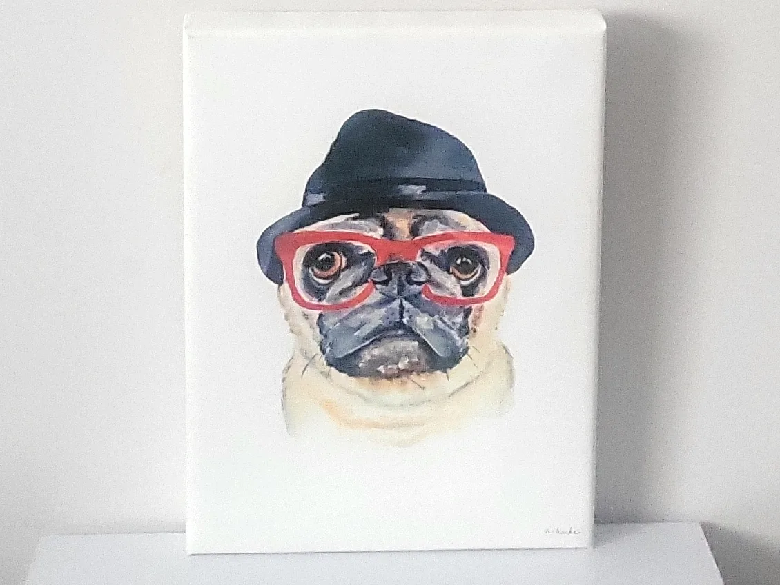 Deidre Wicks hand embellished Giclee of Pug Art. 12 x 16 inches image indicator(4)
