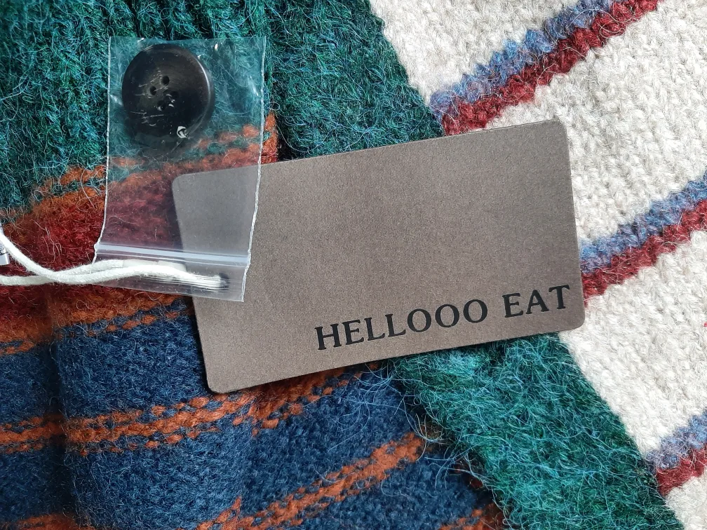 Helloo Eat patchwork knit cardigan image indicator(6)