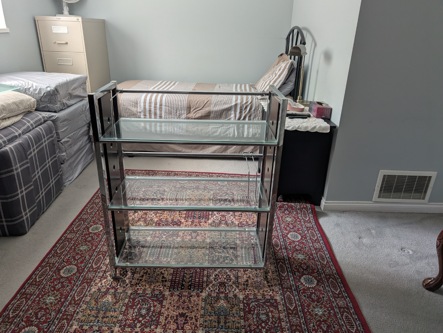 Glass and Metal Shelving Unit
