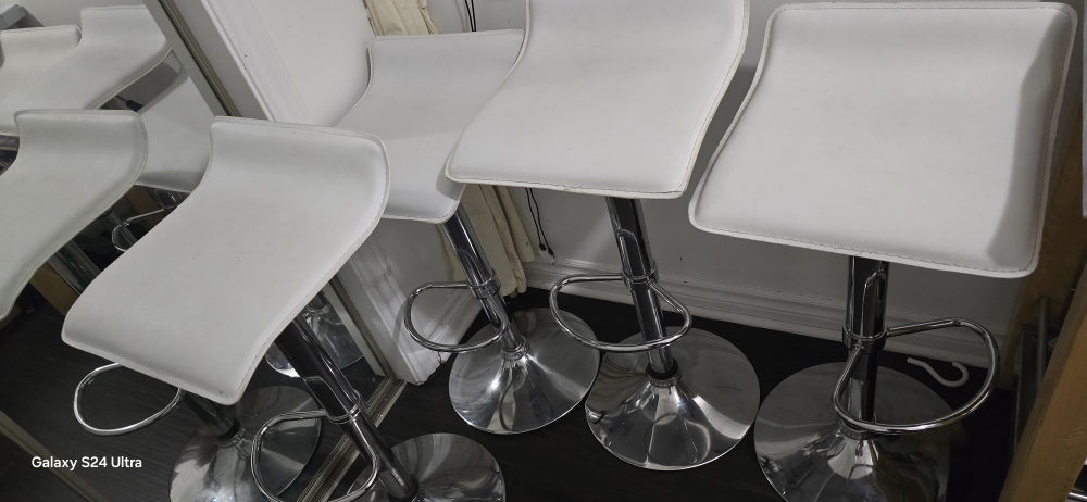 Set of White Bar Stools