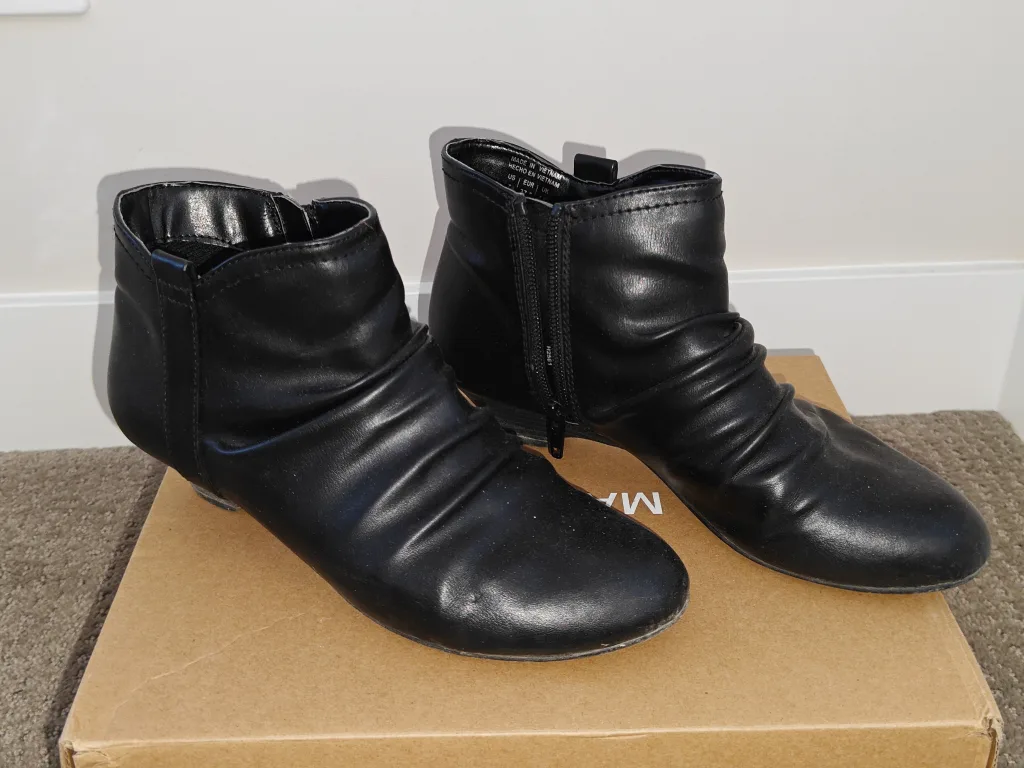 Call It Spring Ankle Boots - Black Ruched - Size US 7 thumbnail