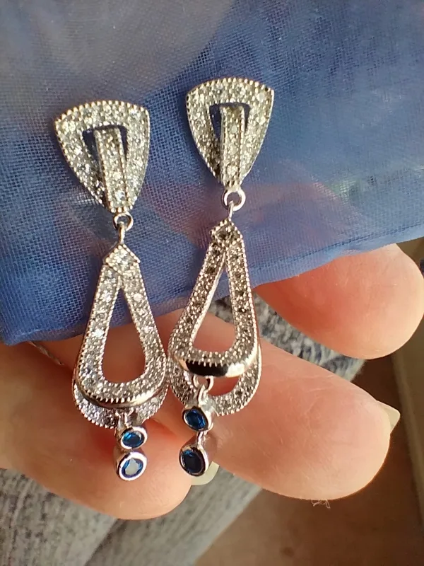 925 stamped Silver Elegant Dangle Earrings image indicator(5)