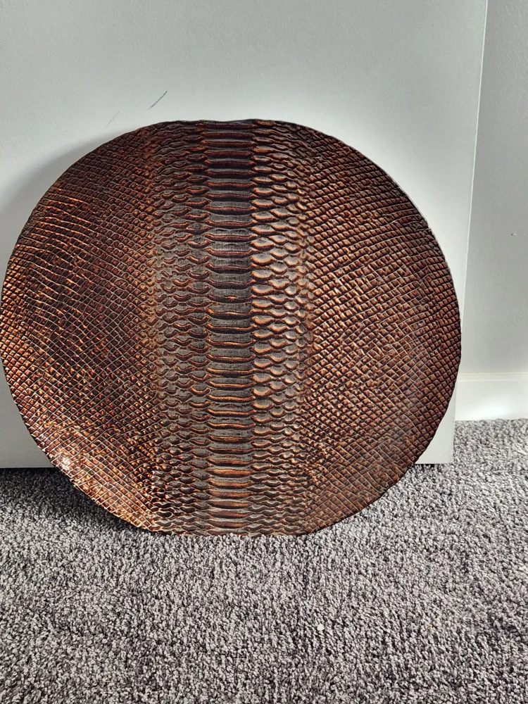 Decorative Round Snakeskin Patterned Tray