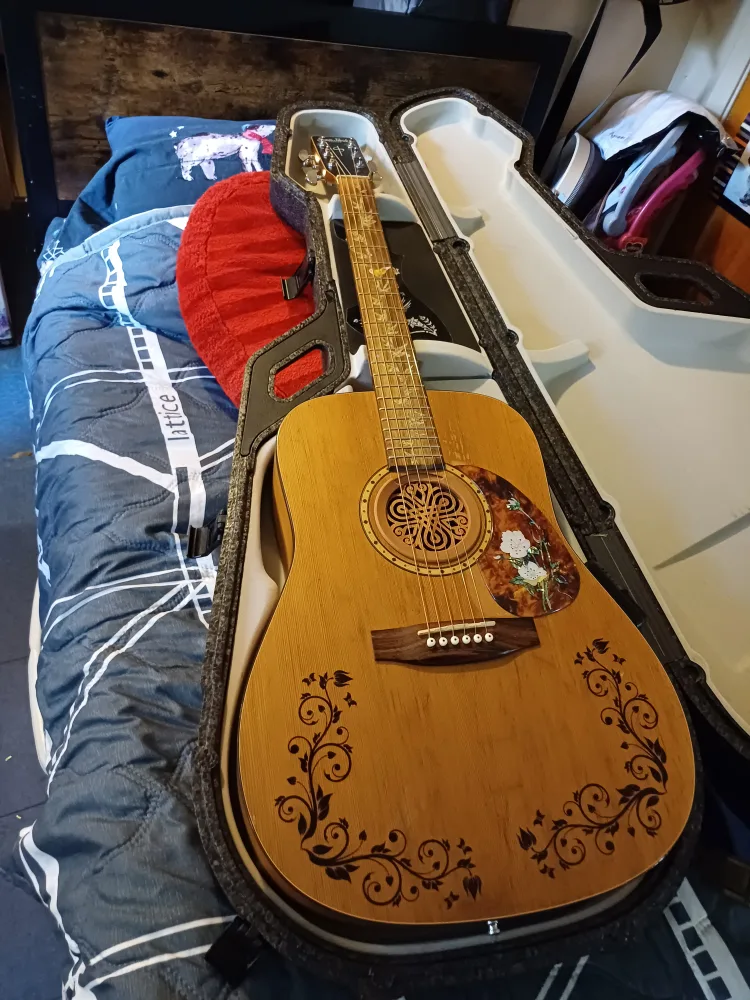 Simon & Patrick Guitar  hand made in Quebec  with Floral Inlay thumbnail