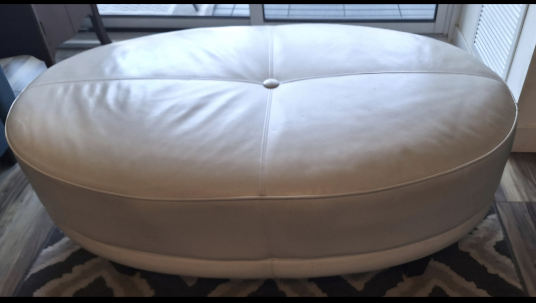 White Leather Ottoman