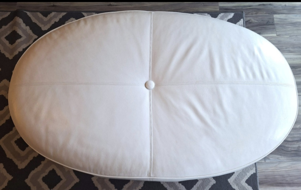 White Leather Ottoman - photo 2