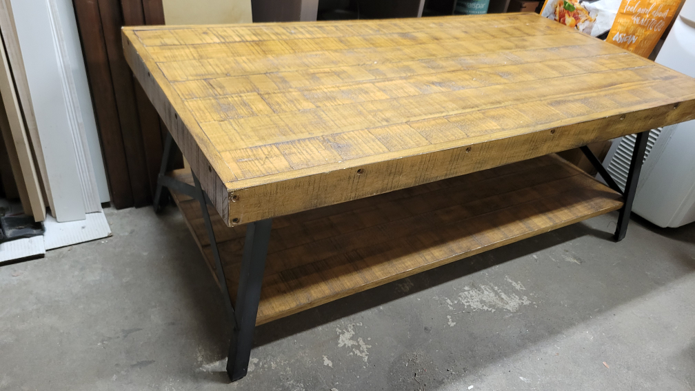 Wooden Coffee Table with Metal Legs