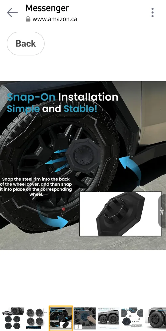 Tesla Cybertruck 2024 Wheel Center Cover (Set of 4) image indicator(2)